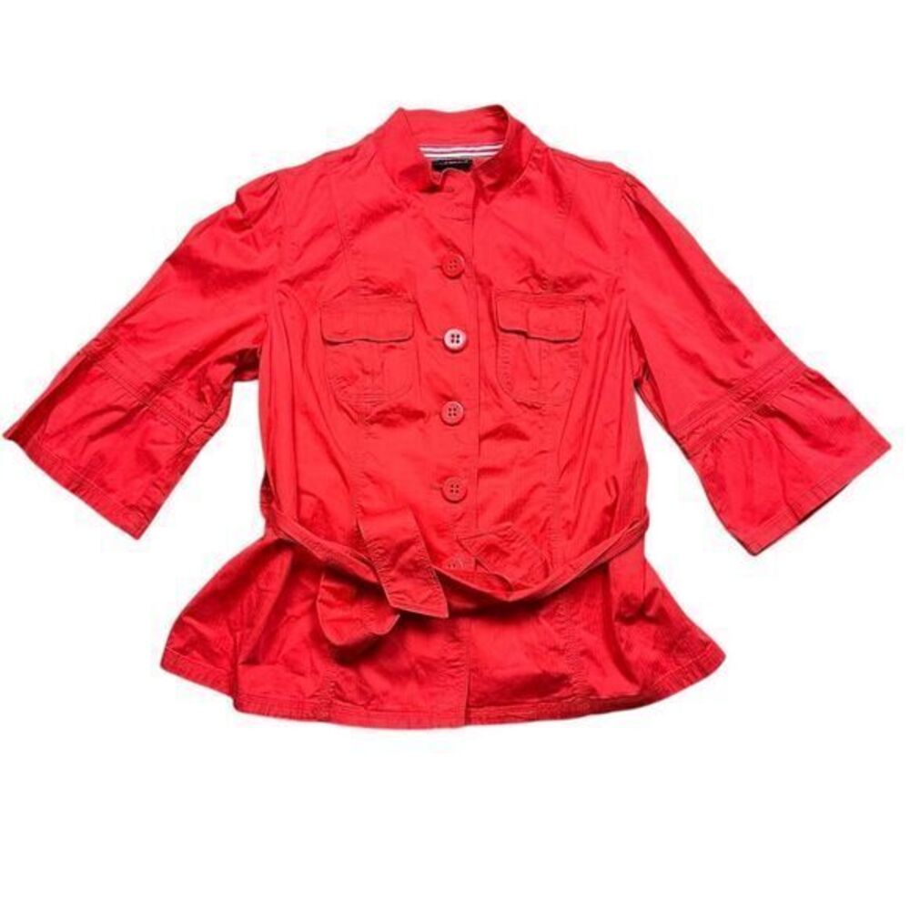 NWT Lane Bryant Women's Coral 3/4 Sleeve Belted Swing‎ Jacket Size 16